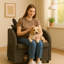 Fauteuil Bunny-Ear avec tissu résistant aux rayures-118091500