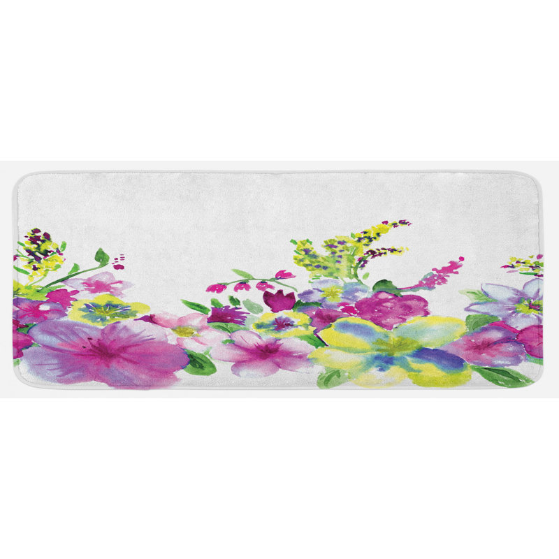 Tapis de cuisine à fleur aquarelle