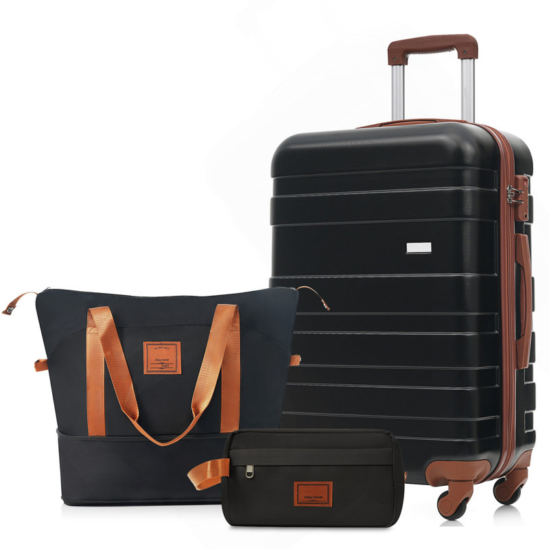 Ensemble de 3 valises - Valise à carreaux 24 po avec sac de toilette à sec TSA