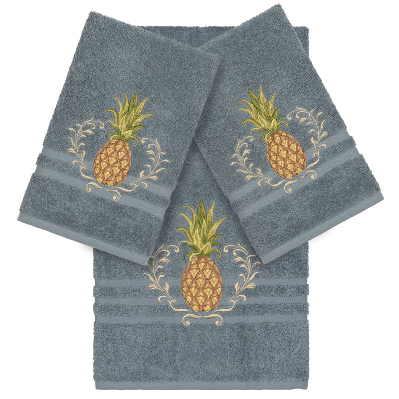 Welcome Turkish Cotton Towel Set, Teal, 3 Piece Towel Set