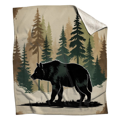 Bear Silhouette In Forest Blankets
