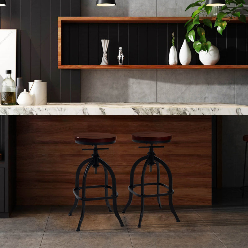 Gabryszek Swivel Adjustable Height Counter Stool with Metal Frame