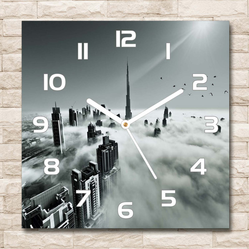 Glass Wall Clock, White/Grey