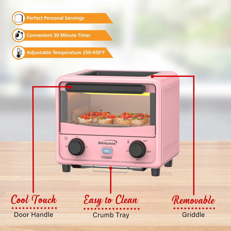 Mini-grille-pain Brentwood 3 litres en rose, Rose