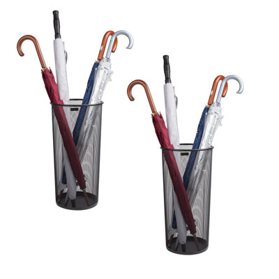 Umbrella Stand, Multi-Purpose Storage Organizers for Office and Entryway, Metal Mesh, Set of 2, Black