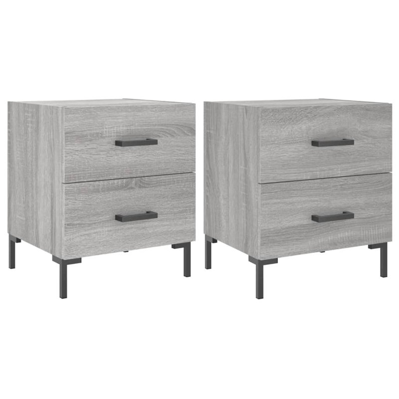 Ellayne 40cm W Iron Bedside Table, Grey Sonoma, Set of 2