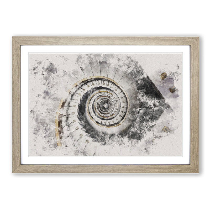 Spiral Staircase Architecture Vol.1 - Single Picture Frame Print on Wood, Oak Framed, 36cm H x 48cm W x 2cm D