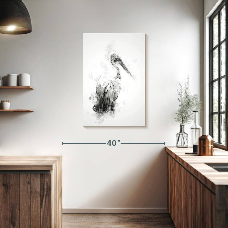 Pélican Brampt noir et blanc, H 36 po x l 24 po