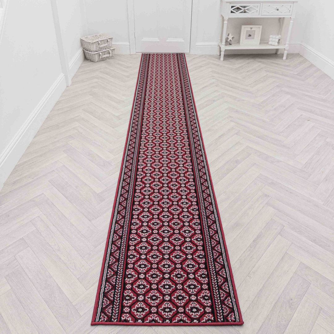 Harlequin Dark Red Hallway Runner Rug – Soft, Comfortable & Durable Carpet for Hall, Kitchen & Corridor