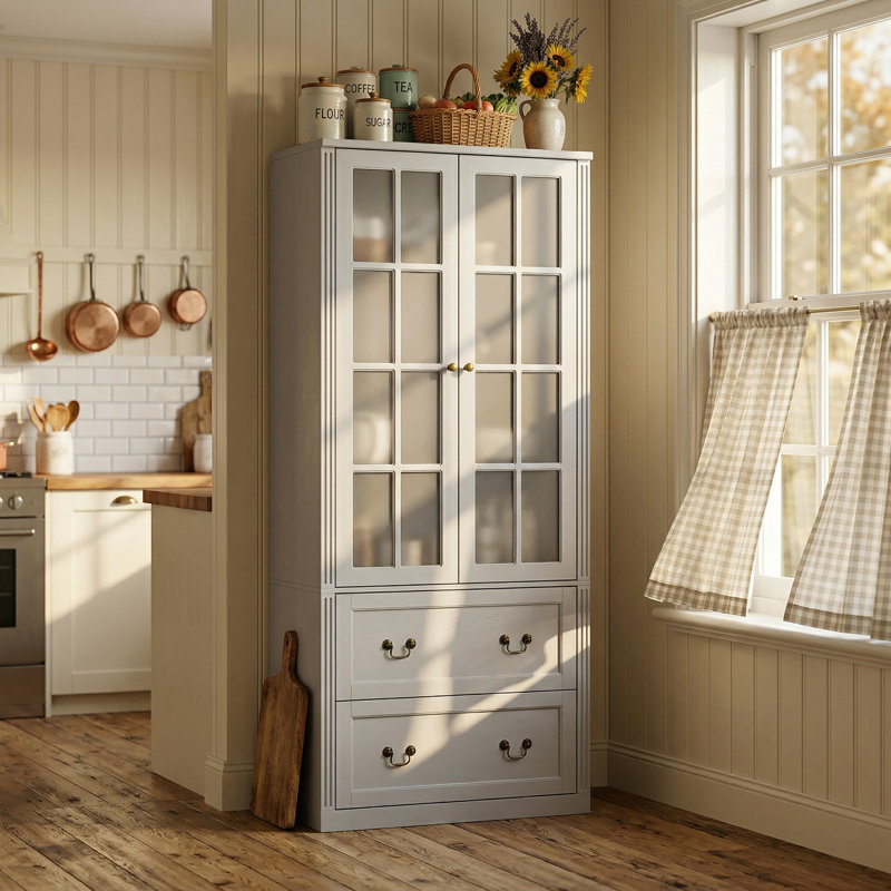 Christene 78.7'' Kitchen Pantry, Light Gray
