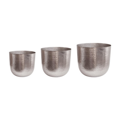 Felix Hammered Metal Planter Set