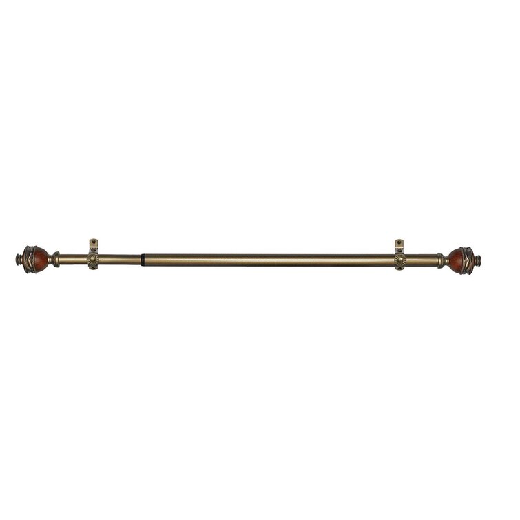 Ellzey Bronze/Cherry Wood Adjustable 0.75" Single Curtain Rod