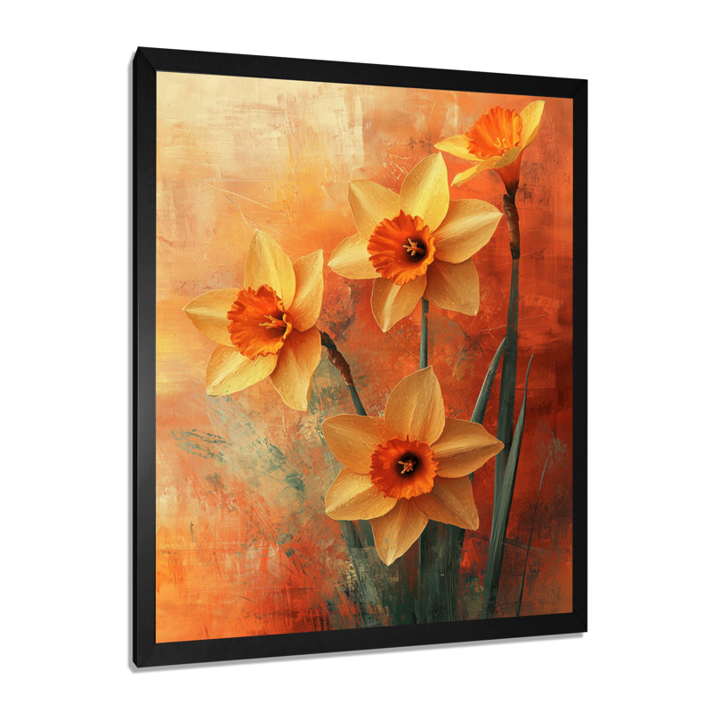 Hirsh - Floral Canvas Wall Art, Noir, noir, noir, noir, H 20 po x l 12 po, Reproduction encadrée d'une seule photo
