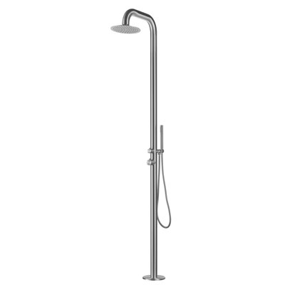 Douche d'extérieur autoportante en acier inoxydable