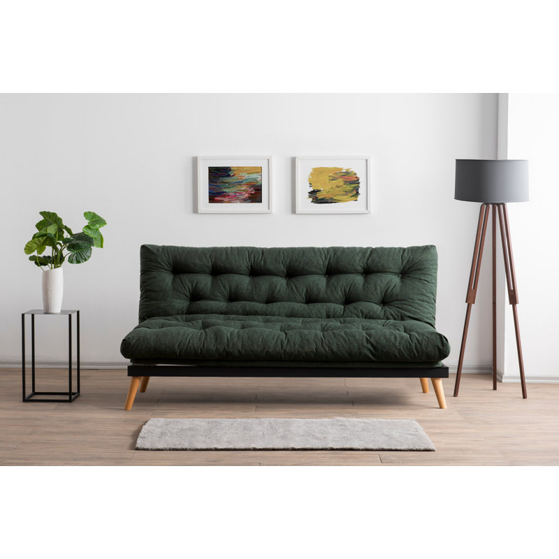 Allyssia 185cm Upholstered Convertible Sofa, Green