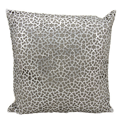 Couture Geometric Leather/Suede Throw Pillow