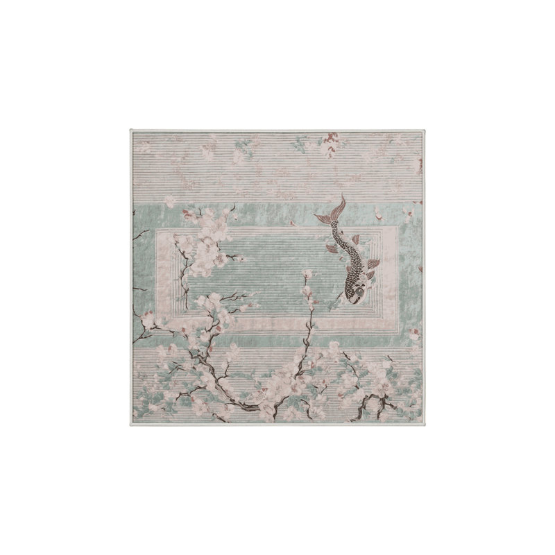 Tapis beige soyeux et moelleux, Carré 3 pi