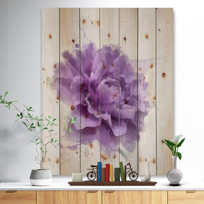 Mauve rose aquarelle - peinture sur bois sans cadre