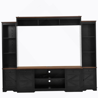 Meuble audio-vidéo mural avec tablettes pour téléviseur de 80 po ou moins, meuble télé avec meuble télé et tablettes réglables pour le salon