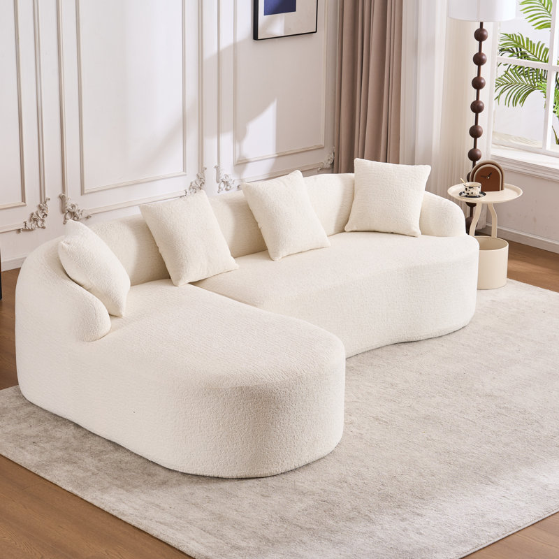 Canapé modulaire en L Modern Compression, Chenille blanche