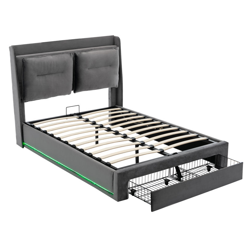 Aldea Upholstered Ottoman Storage Bed, Kingsize (5'), Grey