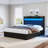 Upholstered Wingback Storage Bed Frame, Led Lights Headboard&4 Storage Drawers-1405445620-1405445618