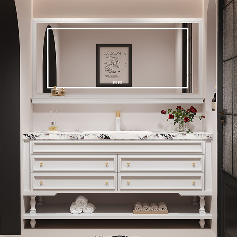 French retro floor-standing bathroom cabinet, 51"