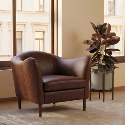 Chaise longue en cuir véritable Carmel brun chocolat Carmel