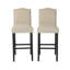  Modern Upholstered Counter Height Bar Stools Set of 2, Nailhead Trim Accent Seating with Footrest, Beige