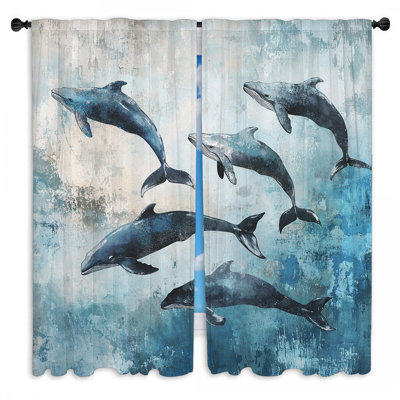 Rideaux baleines baleines de plage, 2 panneaux de plage