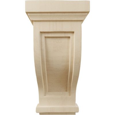 6 1/2"W x 6 1/2"D x 14"H Traditional Recessed Corbel, Rubberwood (2-Pack)