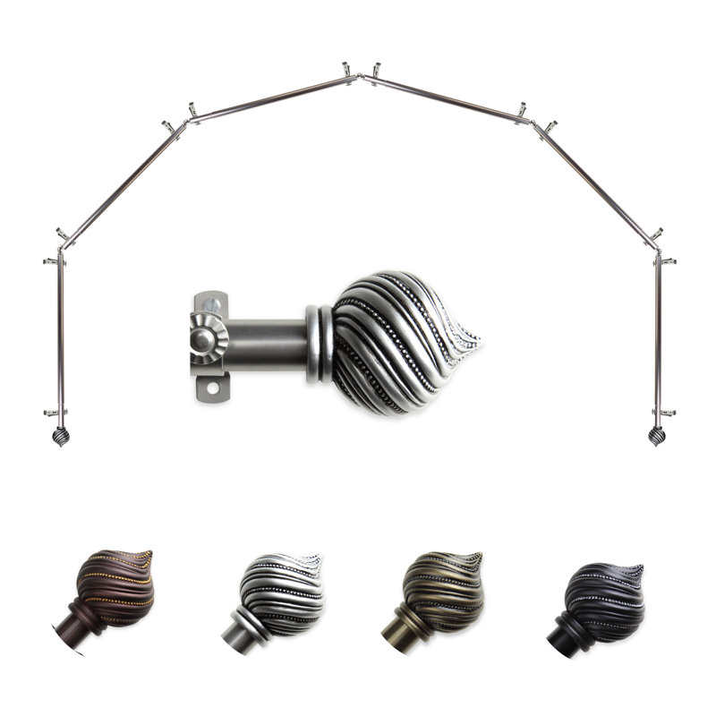 Tringle à rideaux simple ajustable avec baie vitrée de 0,81 po, Nickel satiné, 28 po à 48 po (chaque côté)
