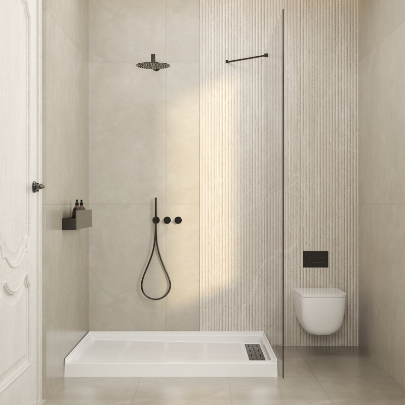 Base de douche rectangulaire avec ensemble de drain et couvercle de drain l 48 po x P 36 po, Oui