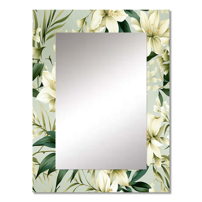Casiyah Bamboo Whispers Tropical Pattern - tropical  Mirror, Botanical, Floral Decorative Wall Mirror, Printed Metal Art