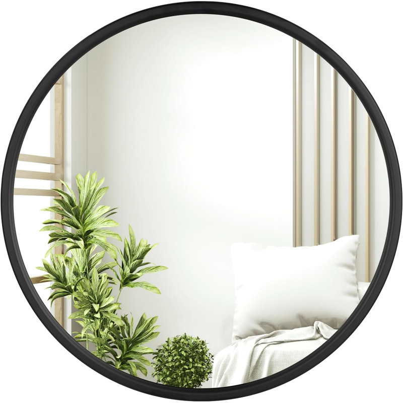 Shantris Metal Wall Mirror, Black, 60 cm H x 60 cm W
