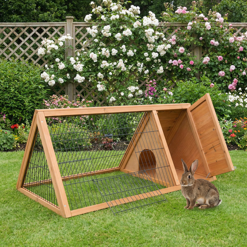 Cage à lapin résistante aux intempéries Maurice, bois, Naturel