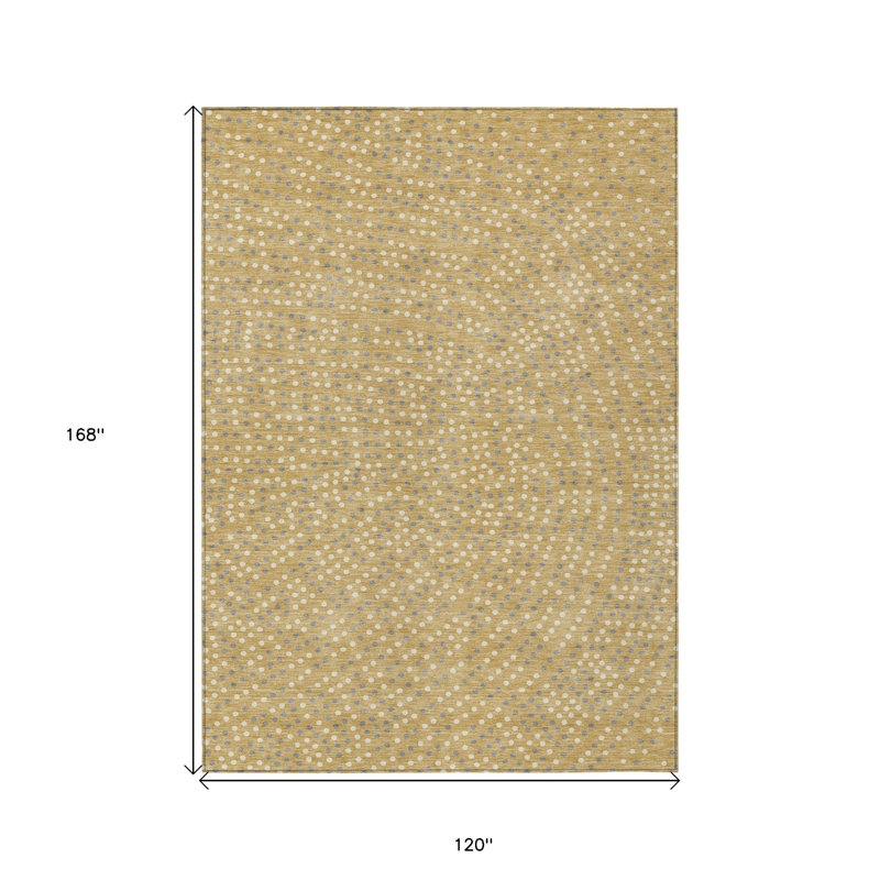 Tapis intérieur lavable à pois doré 10 pi x 14 pi