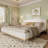 King White Upholstered Bed with Rounded Design & Strong Slatted Frame