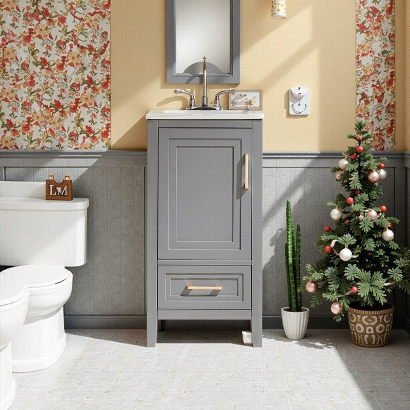 Ensemble de meuble-lavabo autoportant en bois massif 18 po avec plateau 18 po