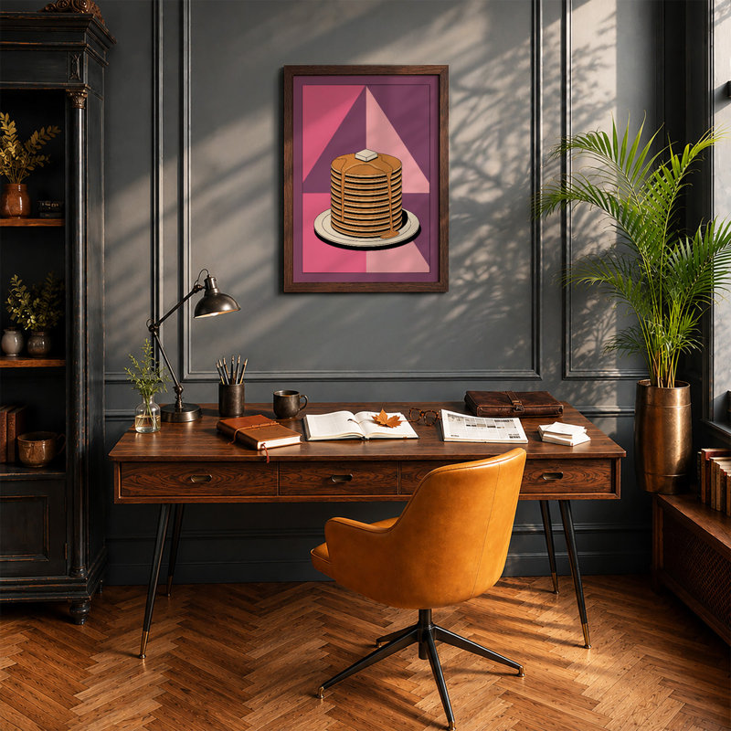 Stacked Pancakes Modern - Print, A1 - 84.1 x 59.4 cm, Walnut