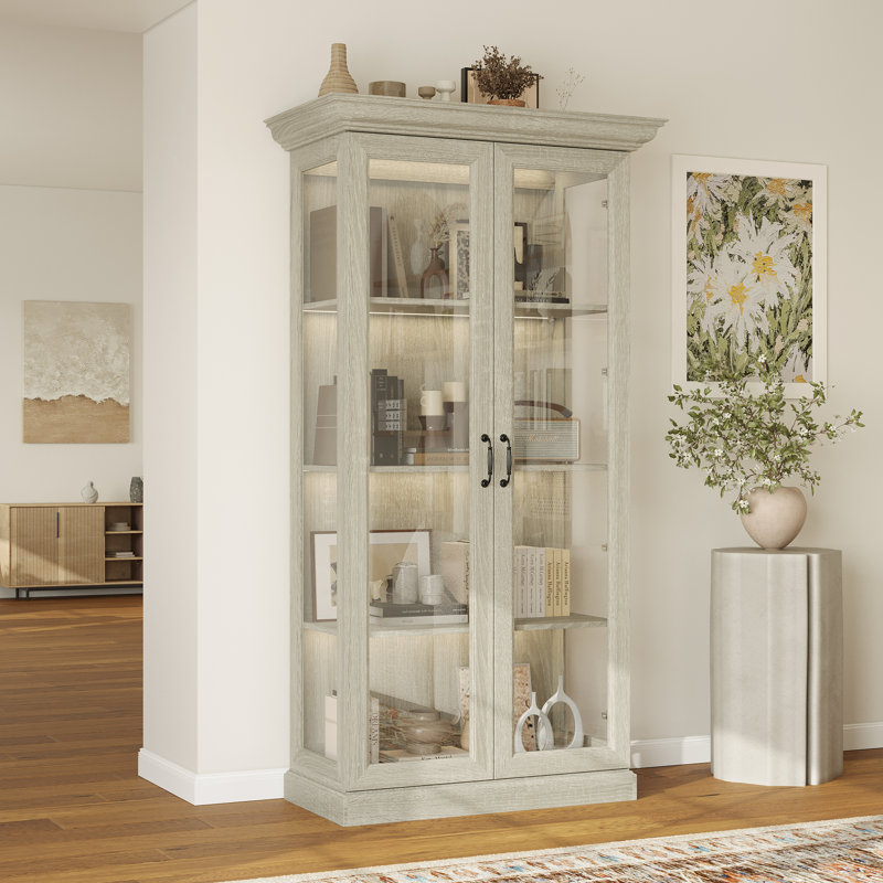 Rustic Dispaly Cabinet With Warm Light