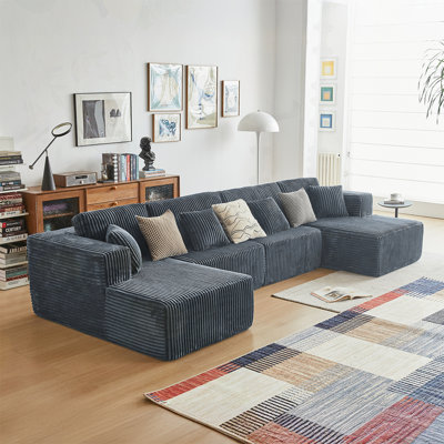 Corduroy Cloud Couch Modular Sectional Sofa Set - Reversible U-Shaped