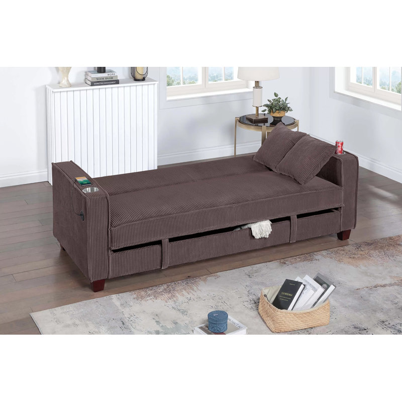 Luana Convertible Sofa, Chocolate