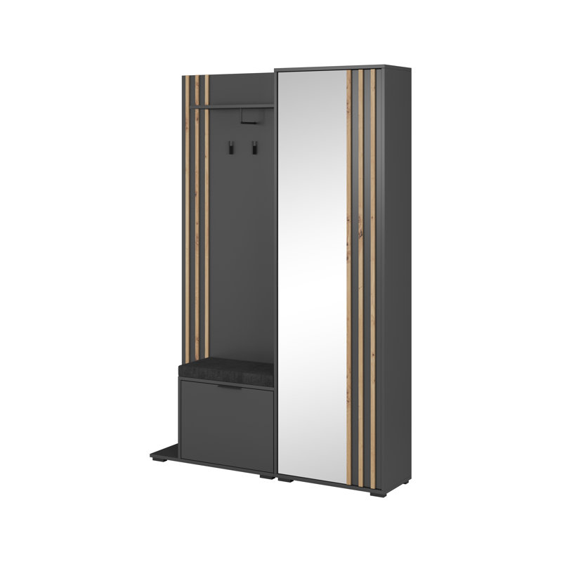Romul Hall Tree 131cm Wide with Shoe Storage, Gray