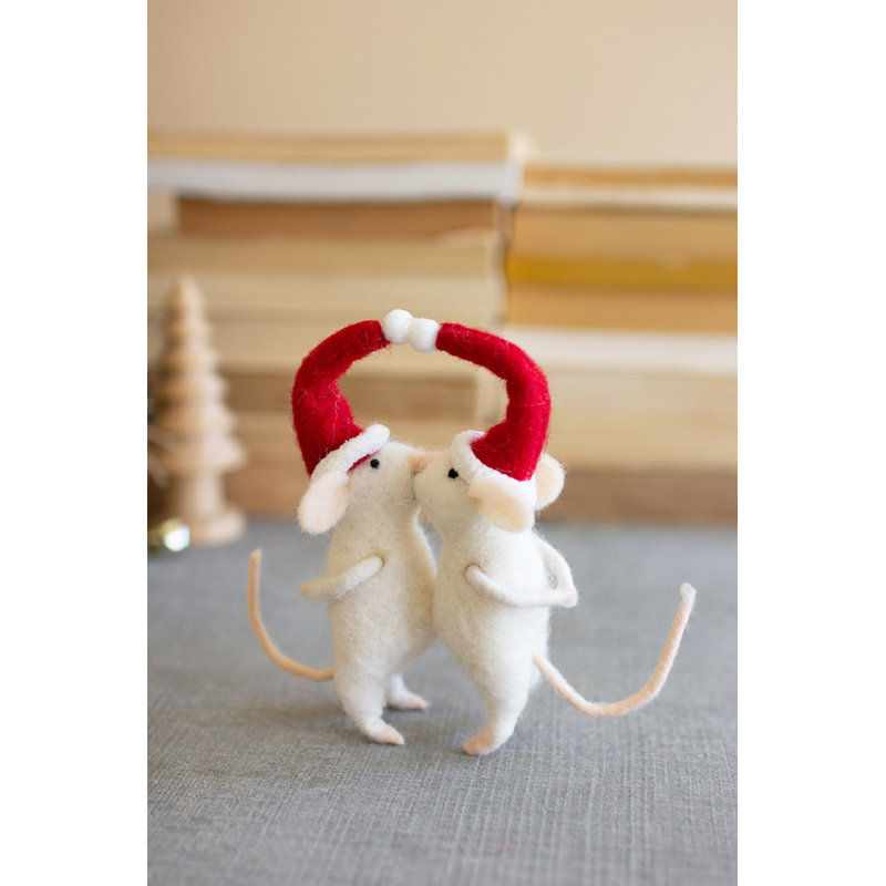  Ensemble de 2 ornements de Noël en feutre - Adorable paire de bisous