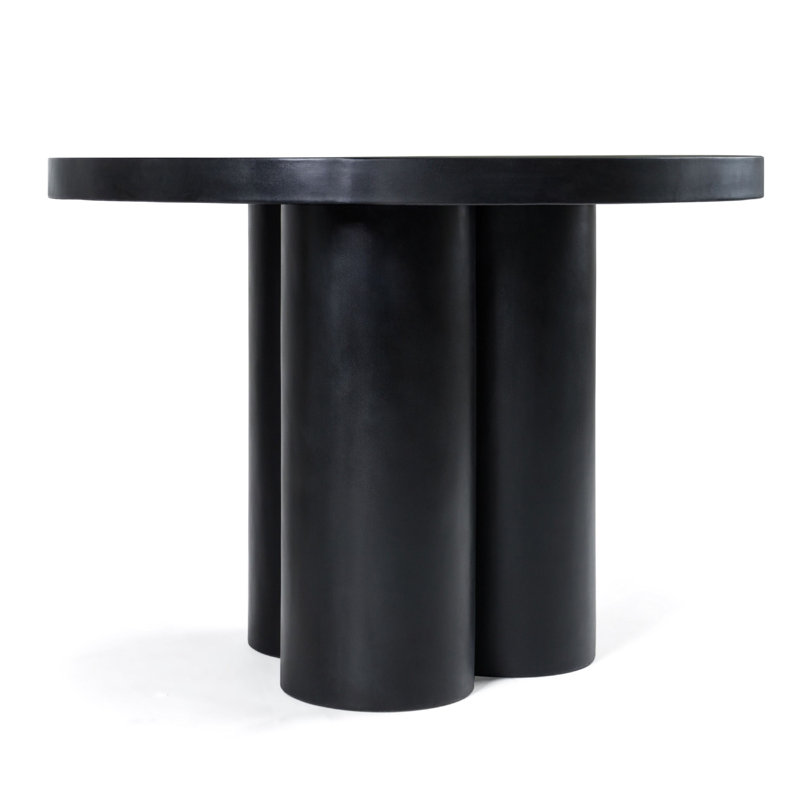 Runit Table Benjara Cid Run Dining Table, Black Concrete Abstract Base, Round 43 ...