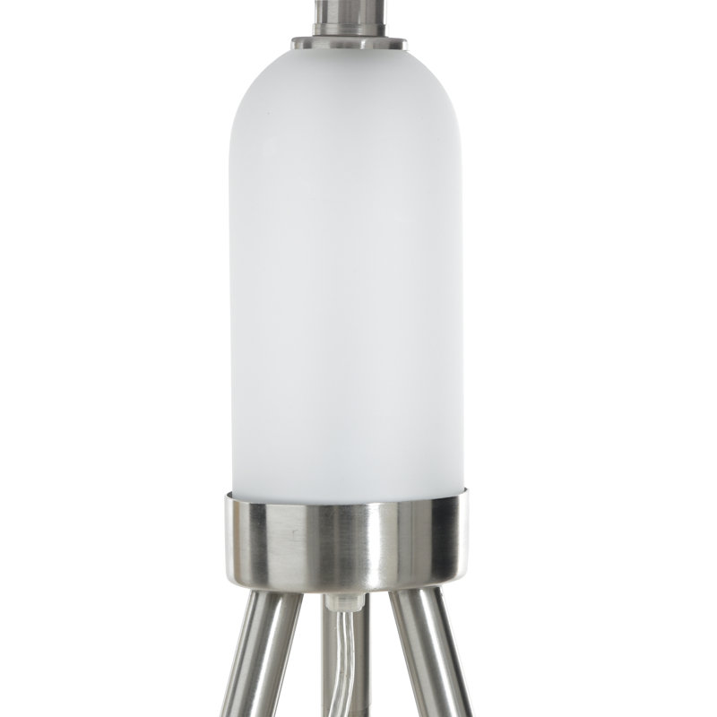 Orion Tripod Floor Lamp with LED Night Light - Brushed Nickel - White Shade
