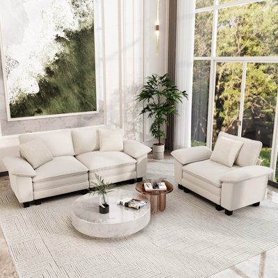 Ensemble de canapé modulaire rembourré 2 pièces, ensemble de canapé surdimensionné avec causeuse et fauteuil