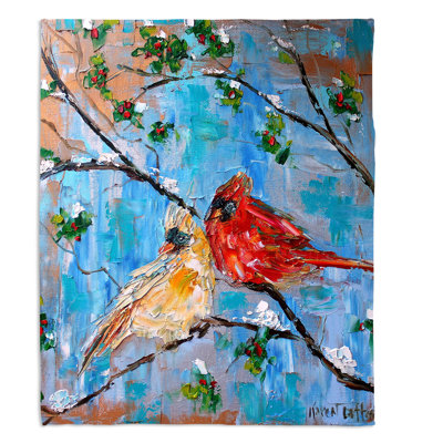 Couverture sherpa douce 2 cardinals