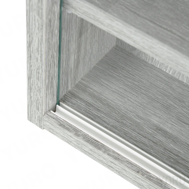 Vitrine 5 niveaux, verre, 2 portes, fixation murale - standard, Gray